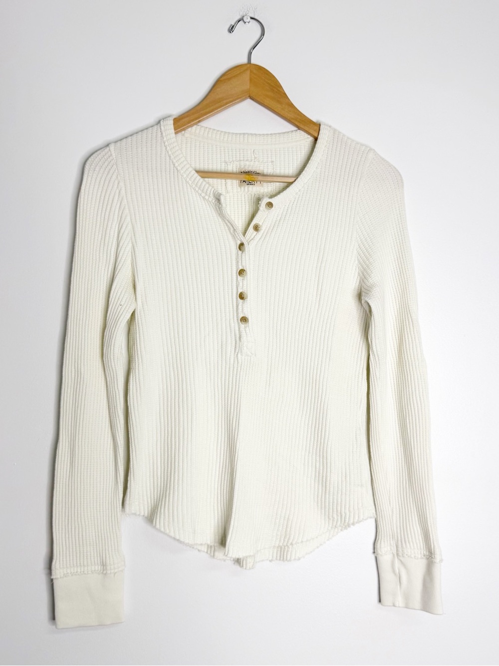 Faherty Legend Après Waffle Henley Small Ivory Long Sleeve Thermal Top